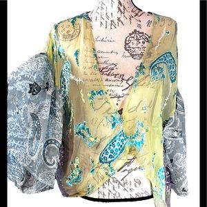 Multi Print Sheer Silk Blend Jacket Size S/M